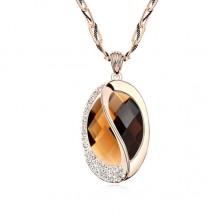 Gold Plated Boutique Sweater Chaing Coffee Crystal